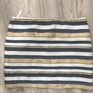 J. Crew Striped Gold and blue mini skirt size 8
